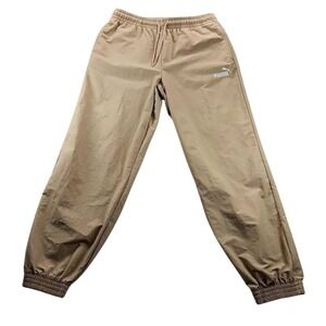 Puma Pants Mens Small Beige Lightweight Jogger Elastic Waist Cuffed Pockets